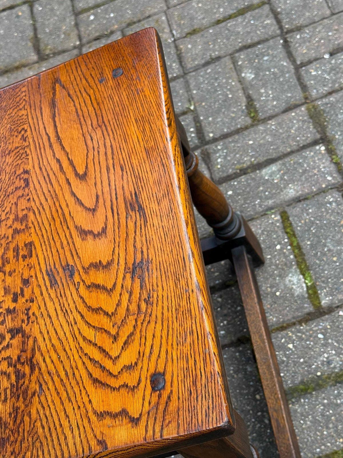 photo for sale Antique Style Oak Joint Table Rustic Jacobean Revival Side Table   1960s To 70s Rustic Table 46cm W, 48cm H