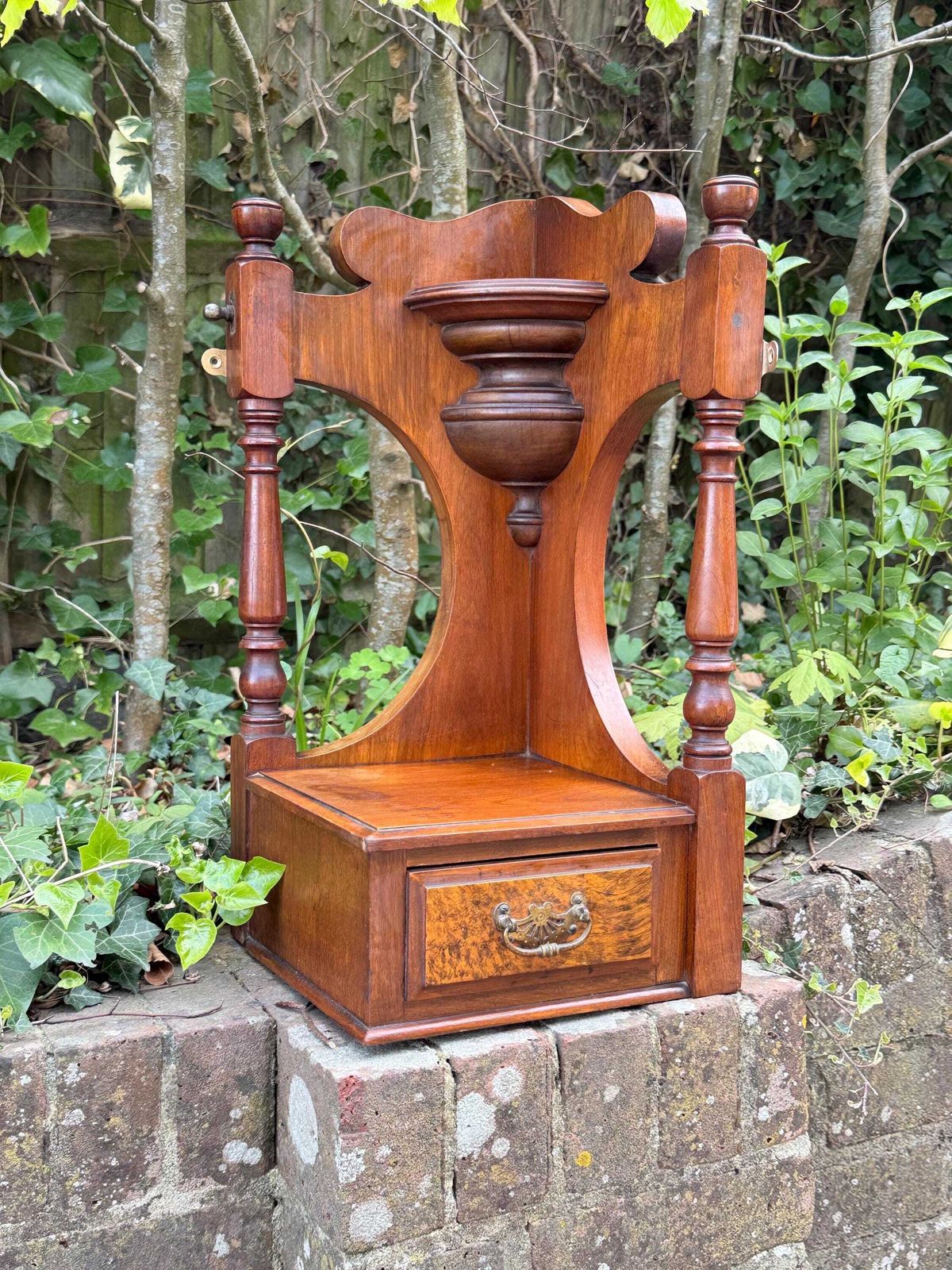 Edwardian Satinwood And Walnut Corner Shelf Antique Furniture Fragment, Architectural Shelf Unit photo furniture