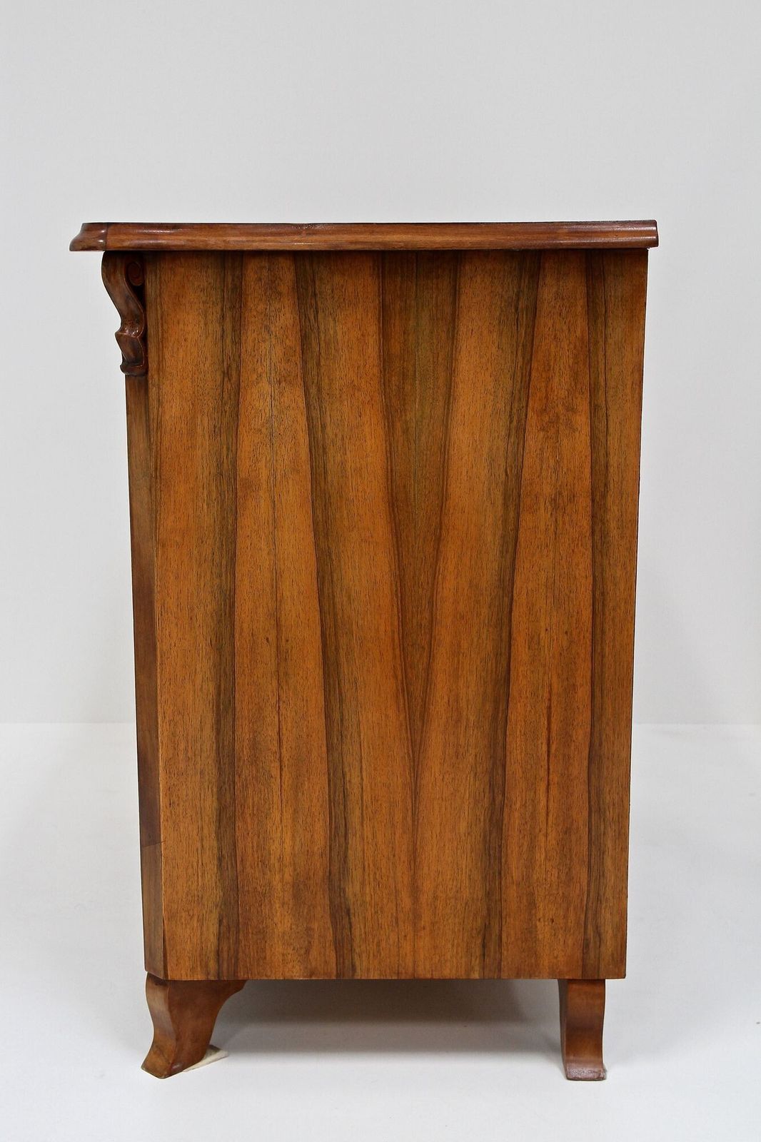 19th Century Biedermeier Chest Of Drawers With Carvings, Nutwood   At Ca. 1860 photo vintage