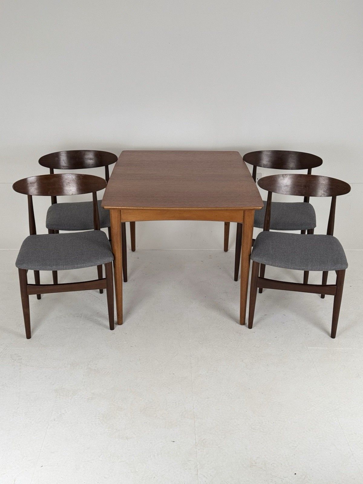 Mid Century  Rectangle Extending Jentique Dining Table 4 Matched Chairs Teak Mcm photo furniture
