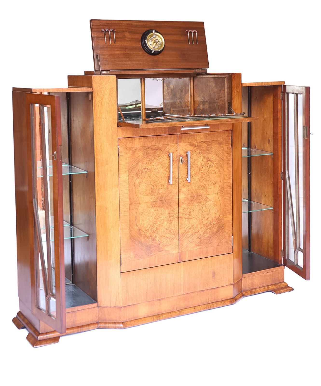 Art Deco Burr Walnut Cocktail / Display Cabinet photo furniture