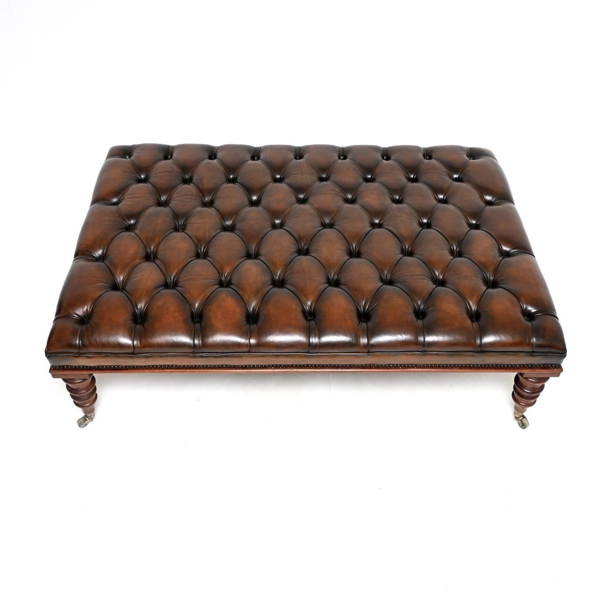 Large Antique Victorian Style Leather Stool / Coffee Table photo 2925.0