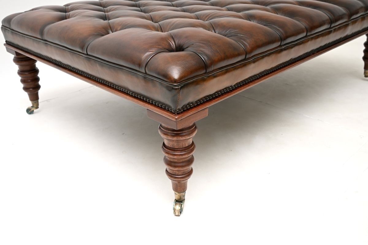 Large Antique Victorian Style Leather Stool / Coffee Table photo buy