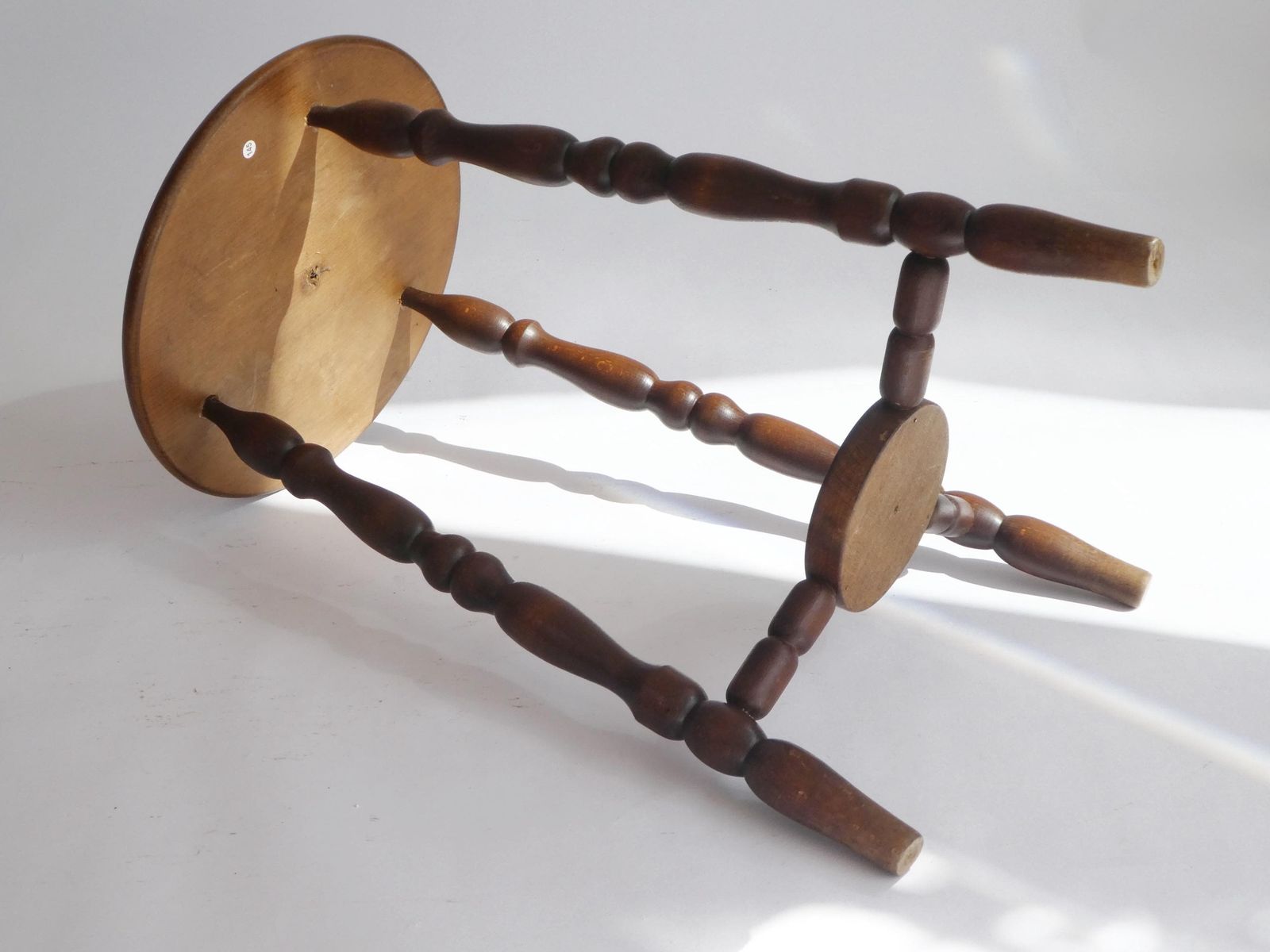 Antique English Bobbin Wooden Stool, Wooden Round Carved Side Table, Farmhouse Decor, Plant Stand photo vintage