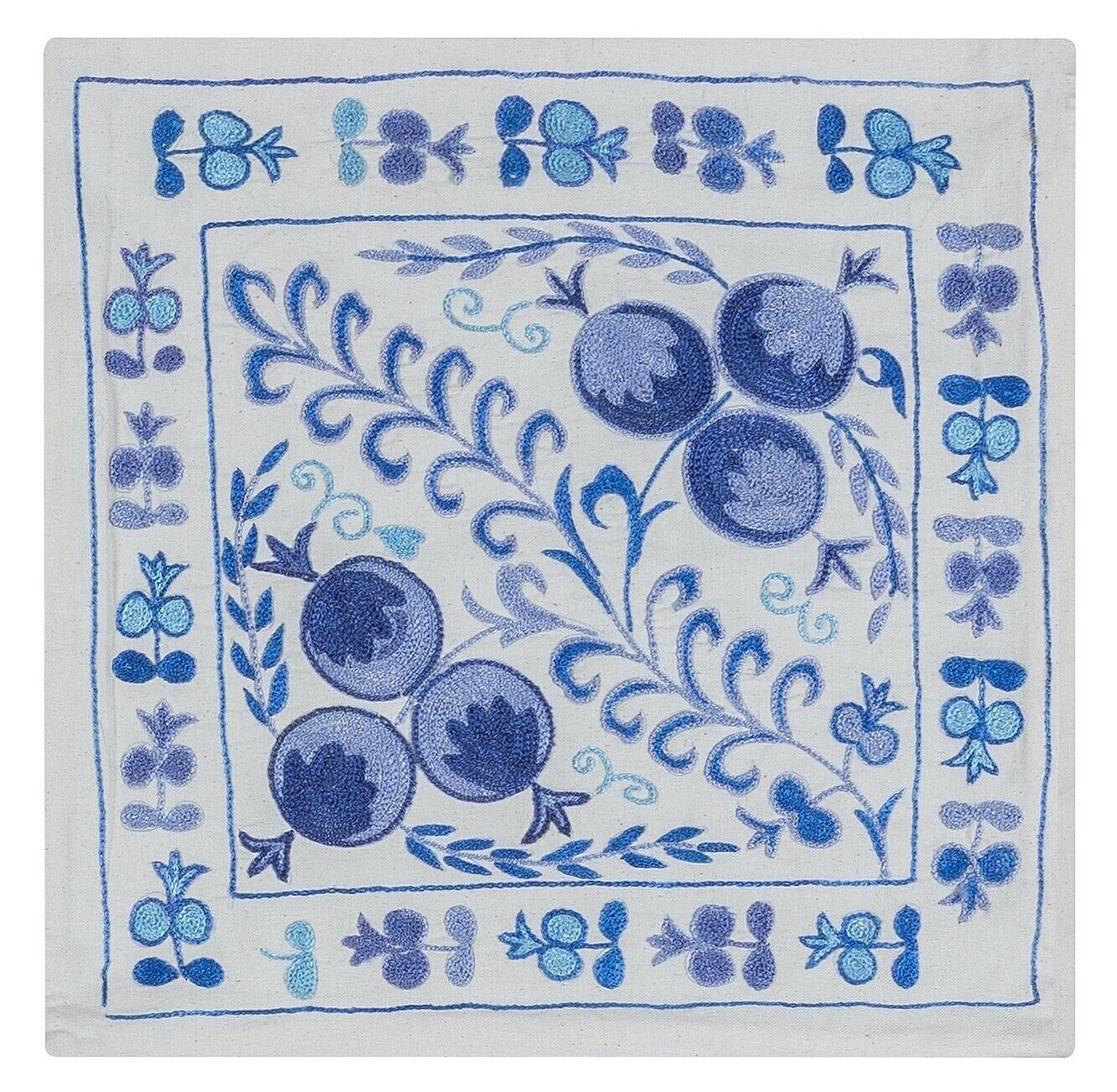 Suzani Textile Embroidered Silk Cushion Cover, Made In Uzbekistan. 17"X18"