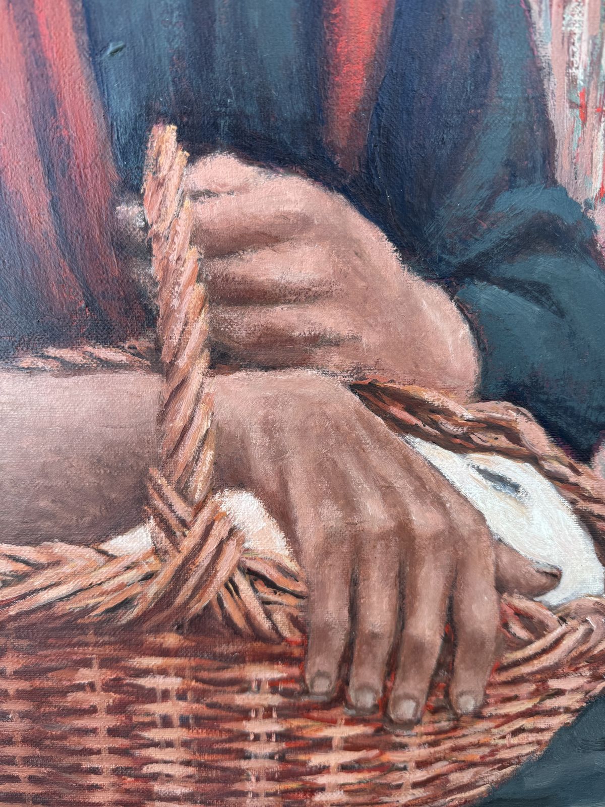 José Antonio Castro Cadenas Spanish Rural Woman With Basket Harvest Landscape Figurative Oil 1976 Andalusian 1976 photo for sale
