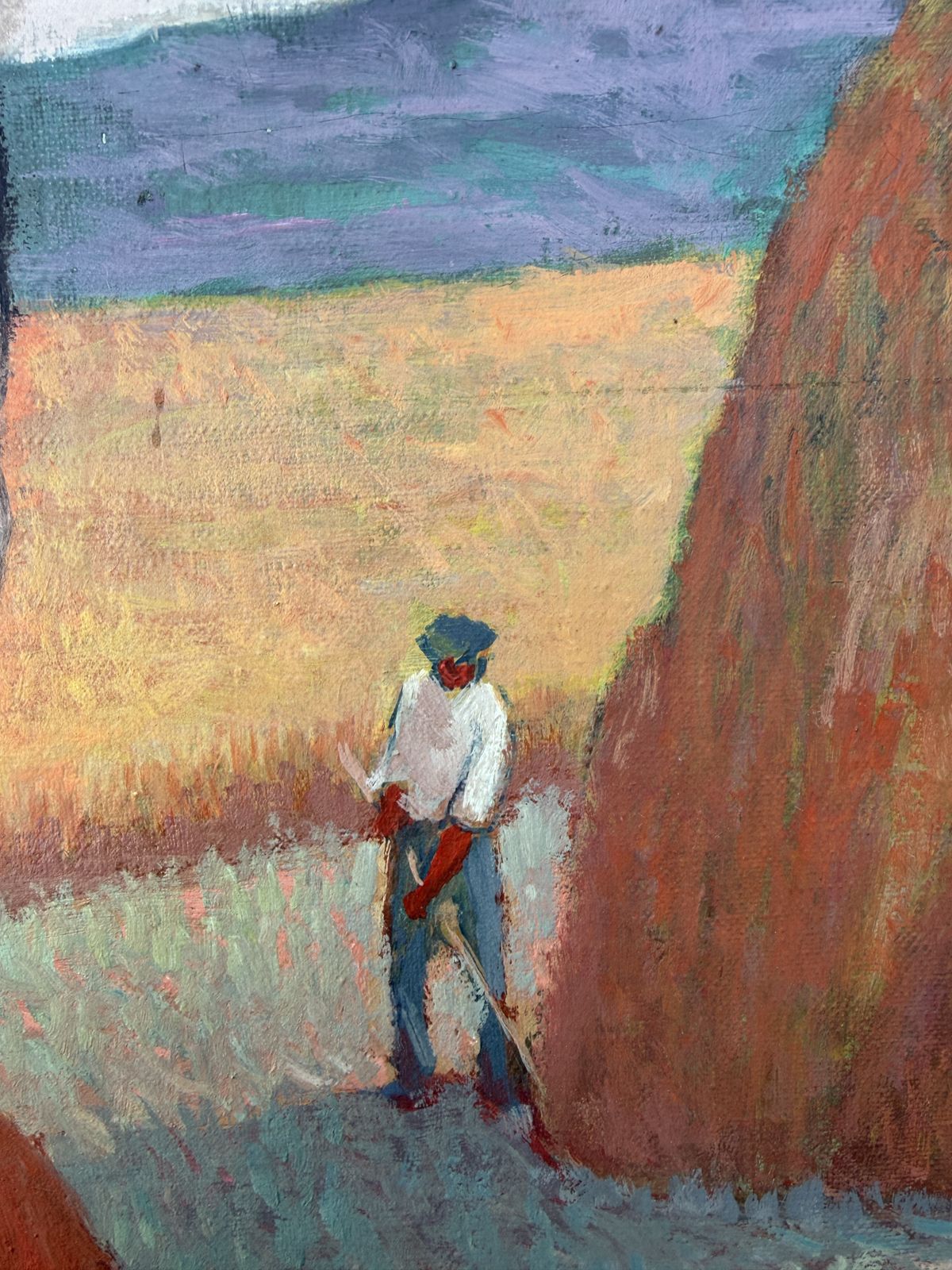 José Antonio Castro Cadenas Spanish Rural Woman With Basket Harvest Landscape Figurative Oil 1976 Andalusian 1976 photo 1250.0