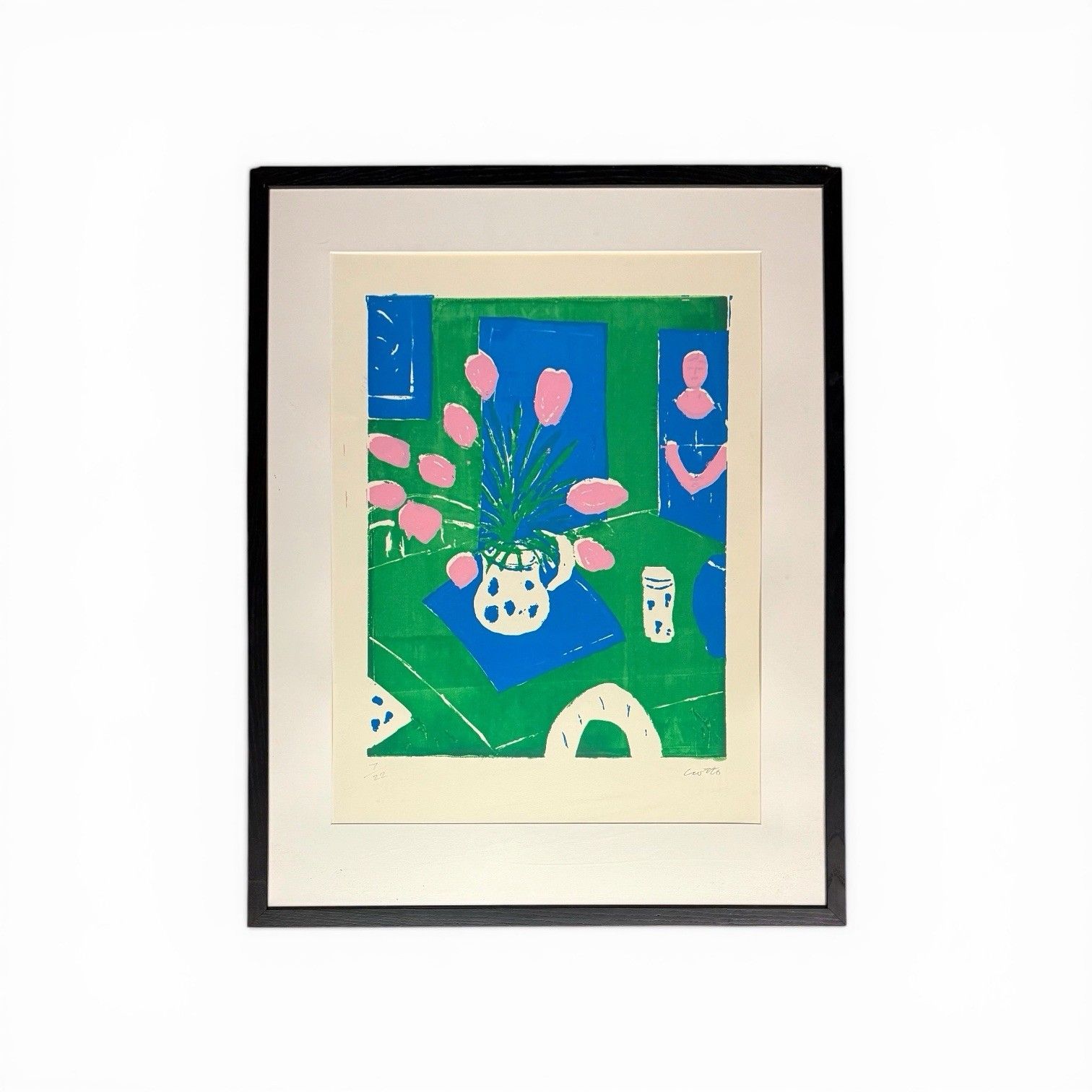 Pink Tulips, Screenprint By Paul Crotto (1922 2016) Limited Edition, 7/22 C.1970 photo furniture