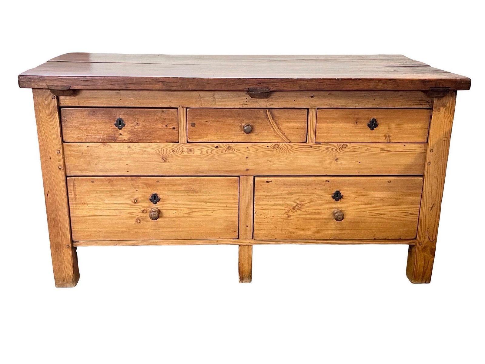 Dutch Antique Butcher Block / Kitchen Table In Pine And Chestnut photo vintage