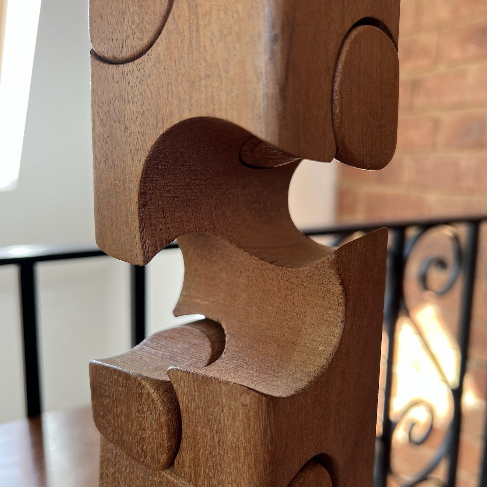 photo vinterior Brian Willsher Vintage Puzzle Sculpture Mahogany Mid Century Abstract Geometric