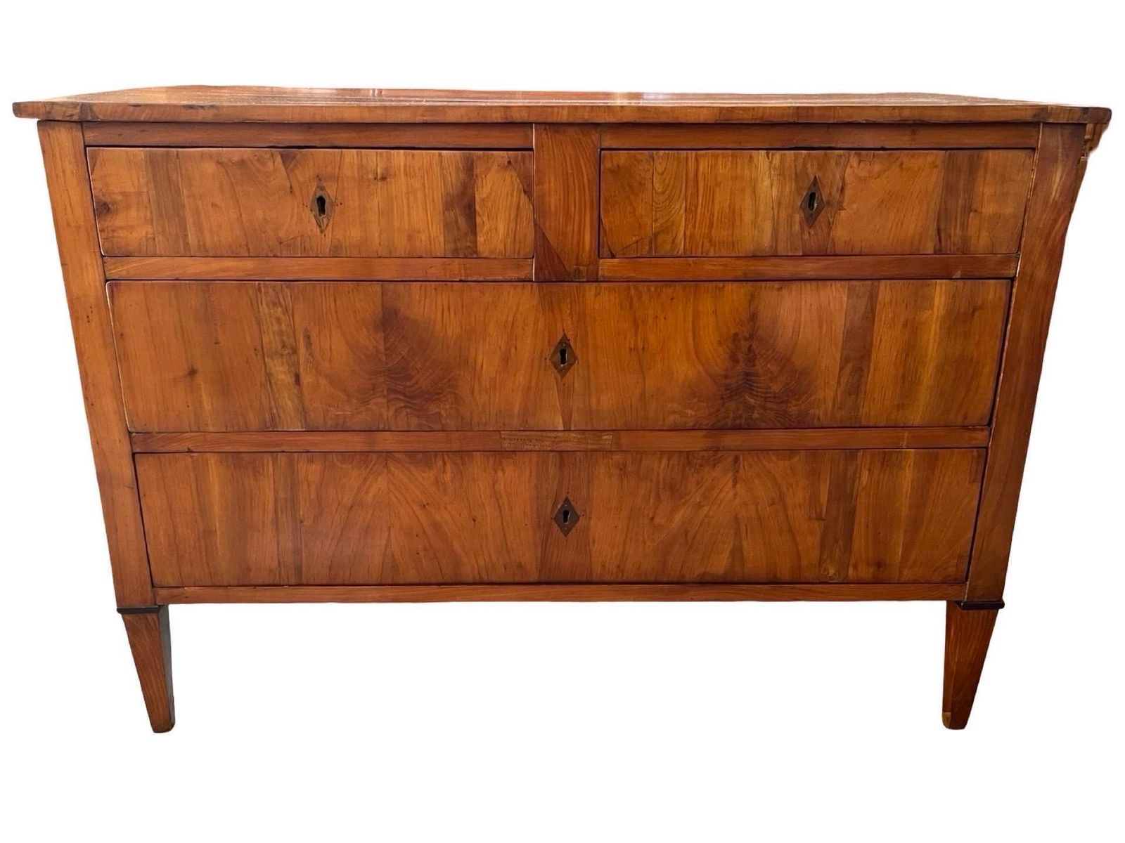 Antique Italian Neoclassical Cherry Commode With Veneer And Ebonized Trim photo 4871.0