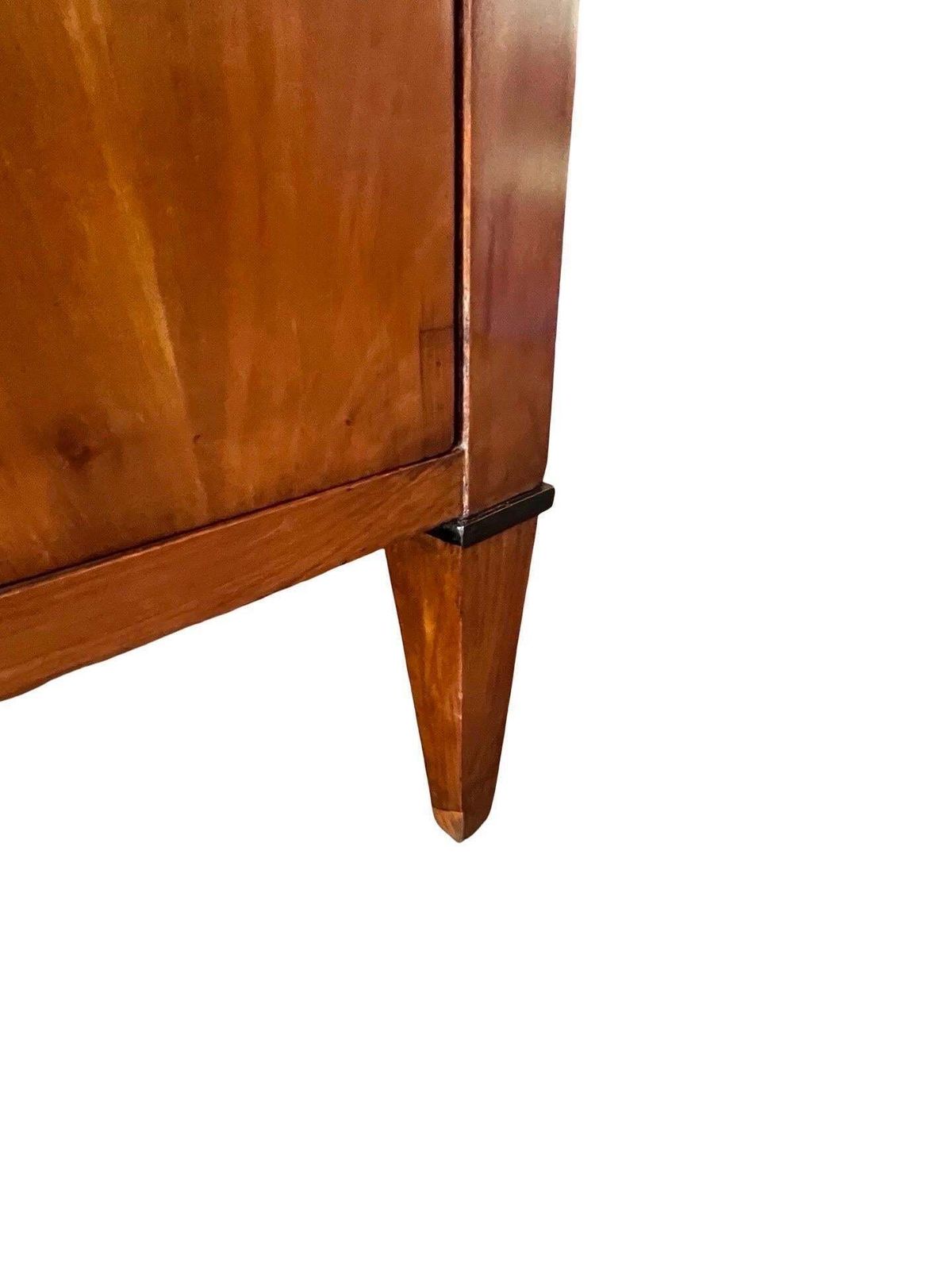 Furniture Antique Italian Neoclassical Cherry Commode With Veneer And Ebonized Trim photo