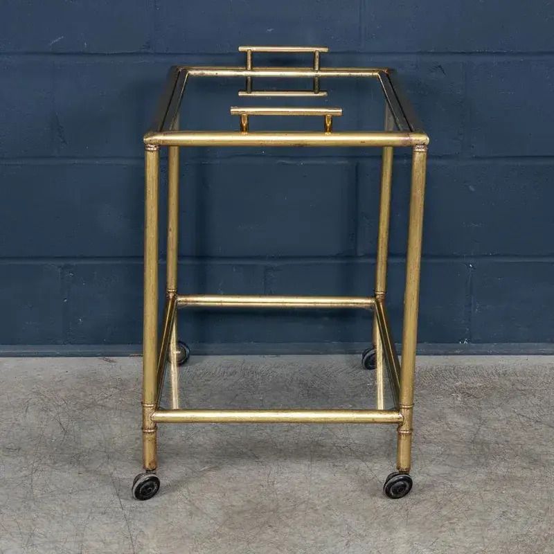 Vintage 1980s Brass Framed Drinks Trolley With Lift Out   Italy photo for sale