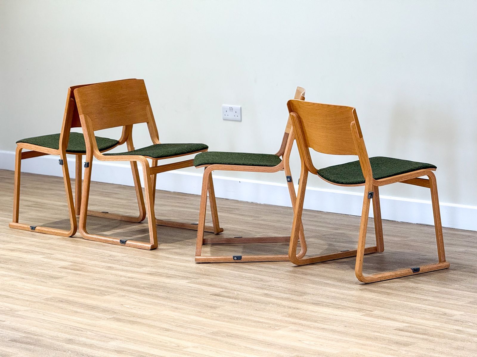 A Set Of Four Chairs In Light Oak (Theo Chairs By Chorus) photo Furniture