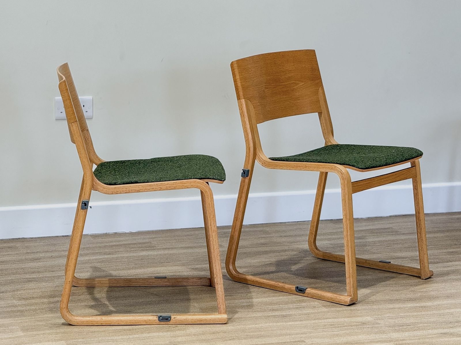 A Set Of Four Chairs In Light Oak (Theo Chairs By Chorus) photo vintage