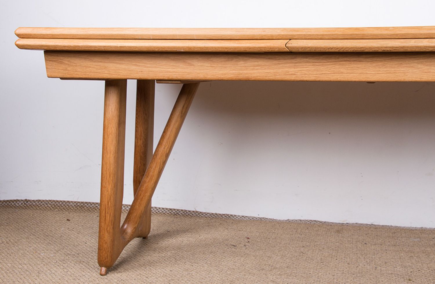 Very Large Extendable Dining Table, 320 Cm, In Oak By Guillerme And Chambron For Votre Maison 1960. photo furniture