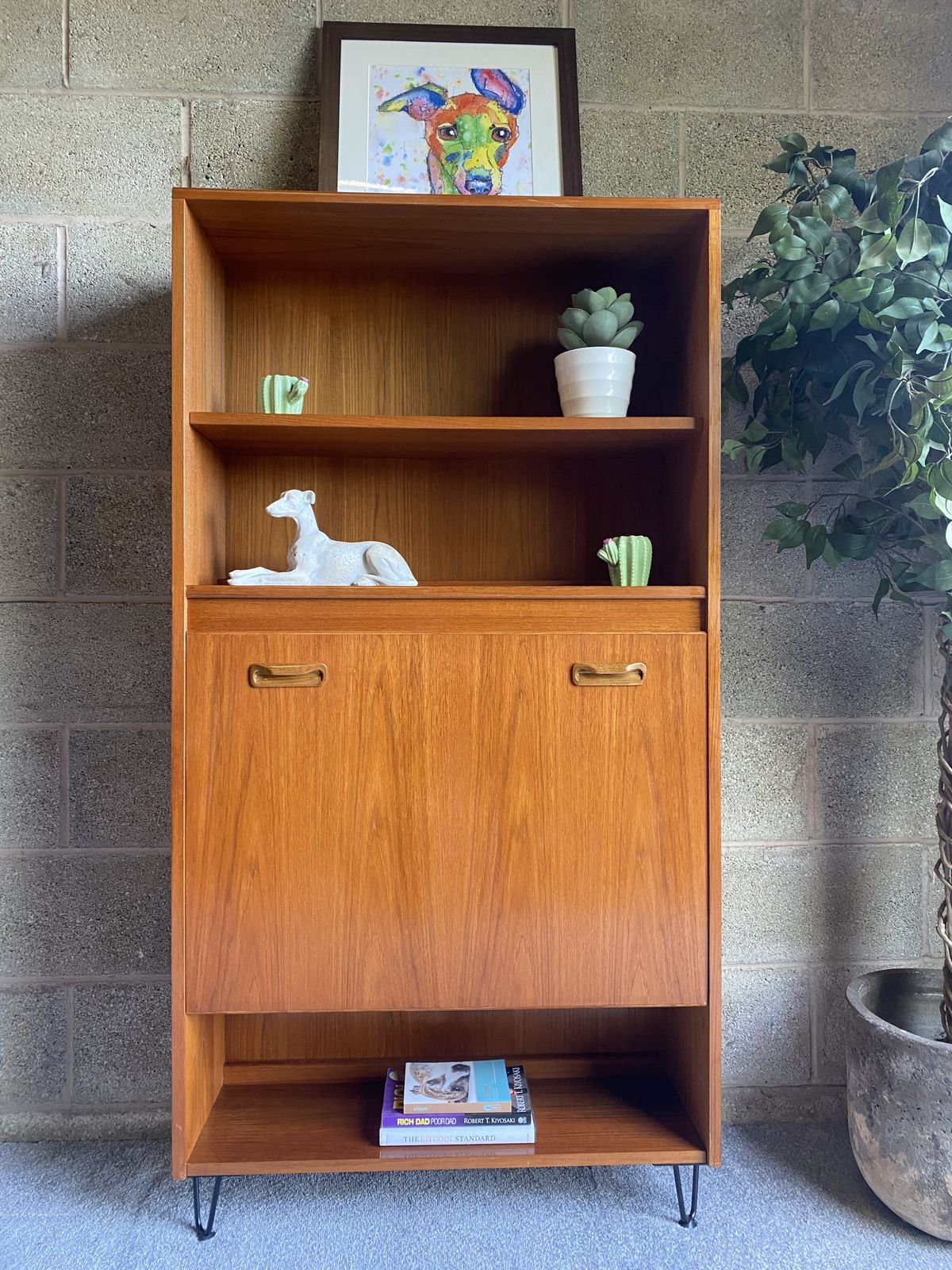 Vintage G Plan Bookcase Display Cabinet Teak Mid Century Hairpin Legs photo furniture