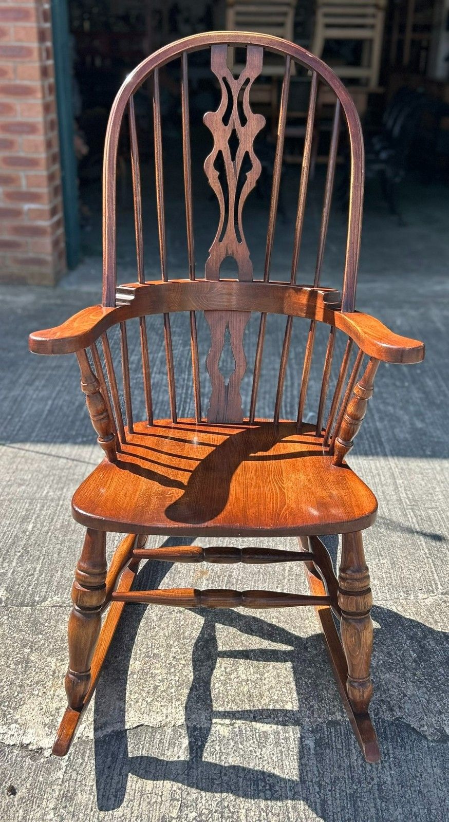 Good Quality English Country Oak & Beech Windsor Shaped Seat Rocking Chair photo furniture