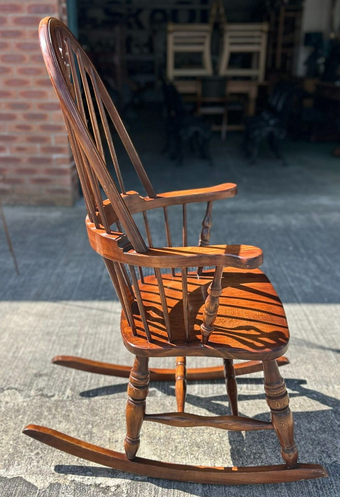photo buy Good Quality English Country Oak & Beech Windsor Shaped Seat Rocking Chair