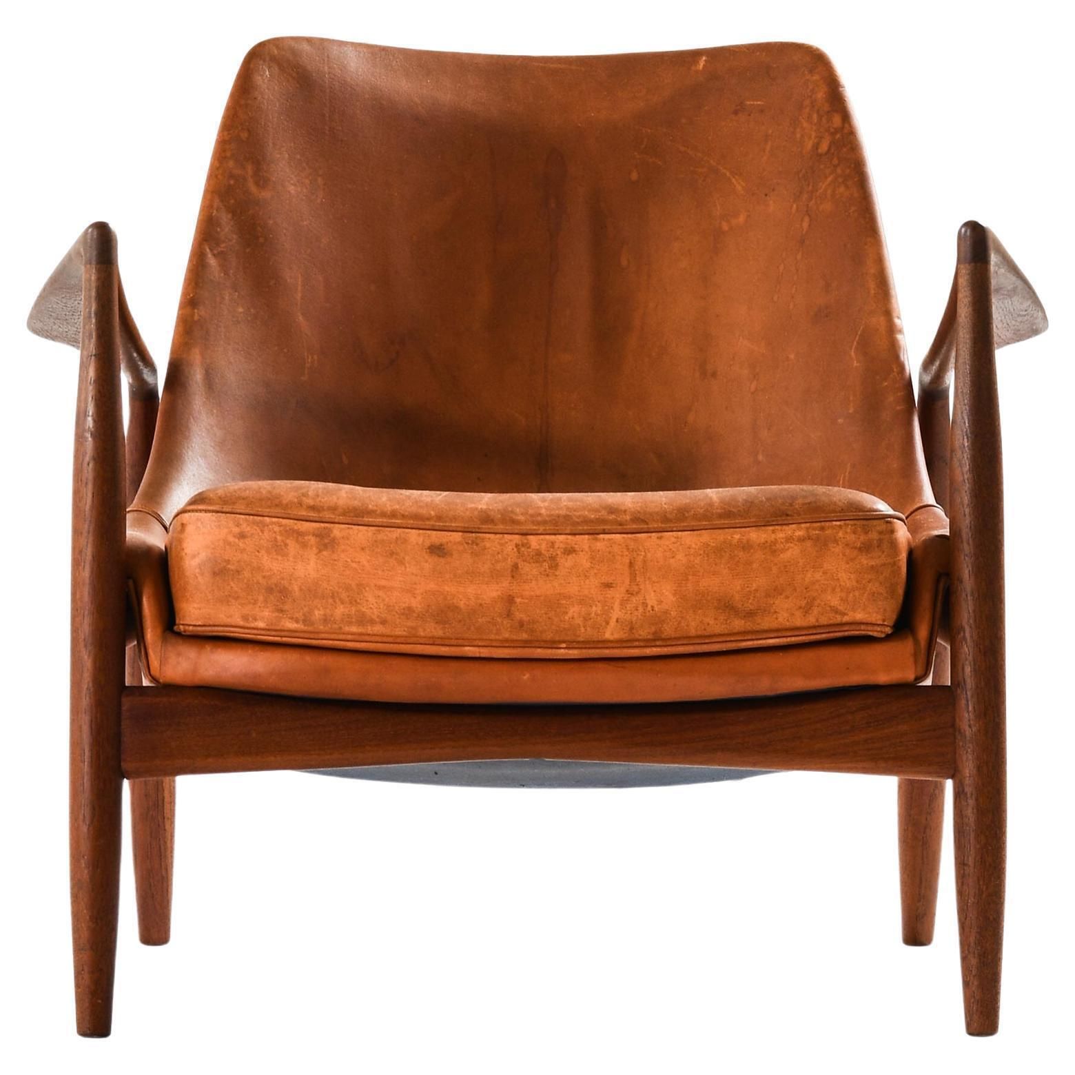 Easy Chair In Leather And Teak By Ib Kofod Larsen, 1950s