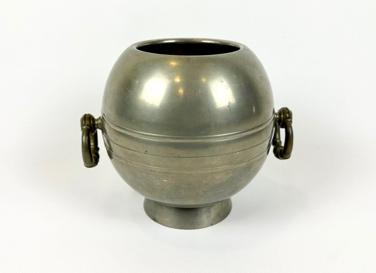 Swedish Art Deco Pewter Globe Vase With Handles From Gab, 1935 photo furniture