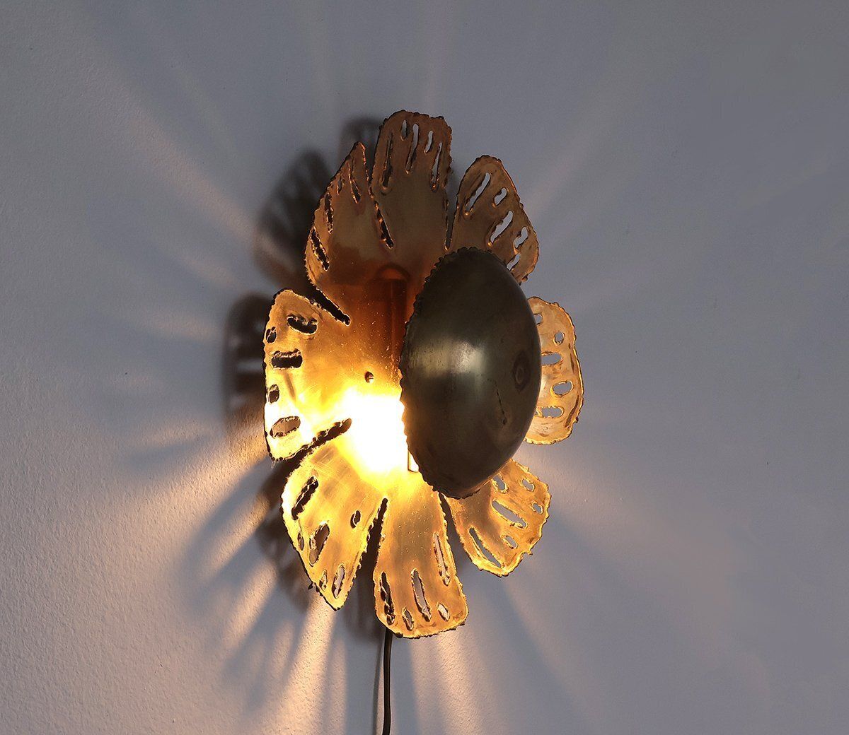 Brass Flower Wall Lamp By Svend Aage Holm Sørensen For Holm Sørensen & Co, 1960s photo for sale