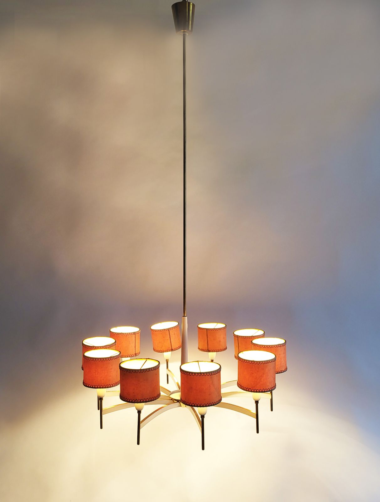 Modernist Austrian Brass Chandelier By Rupert Nikoll, 1950s photo for sale