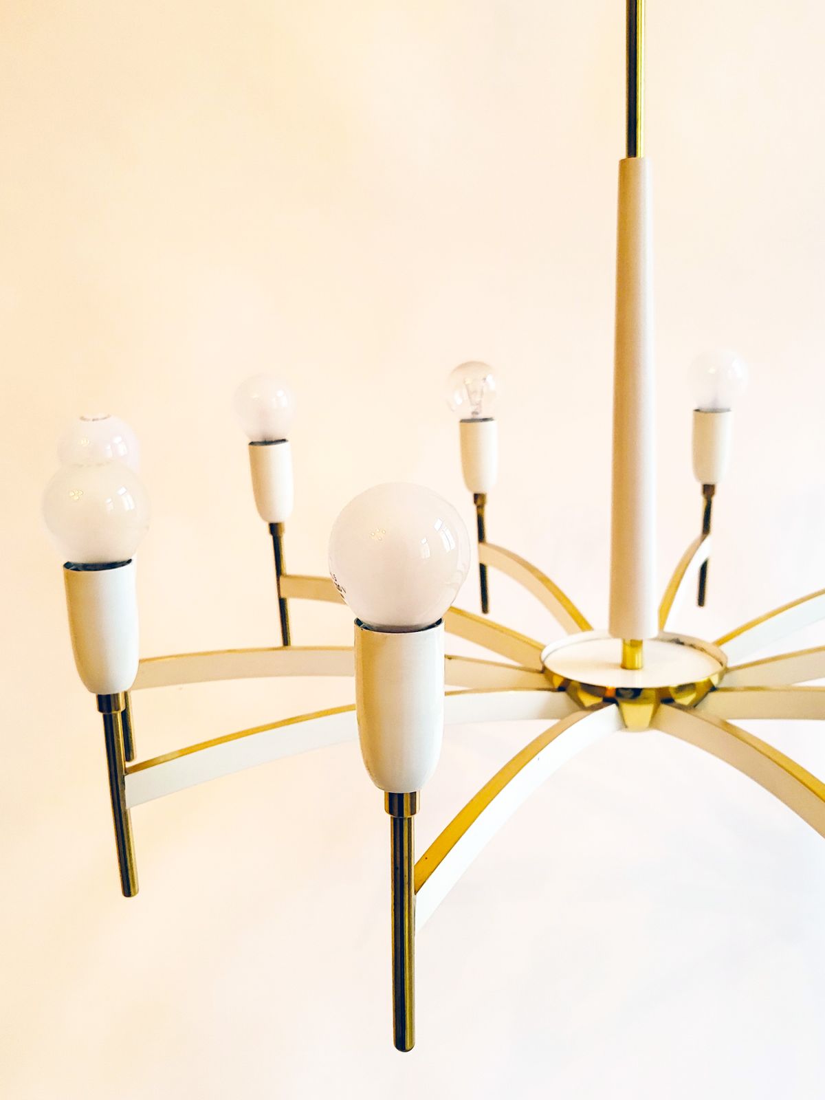 Modernist Austrian Brass Chandelier By Rupert Nikoll, 1950s