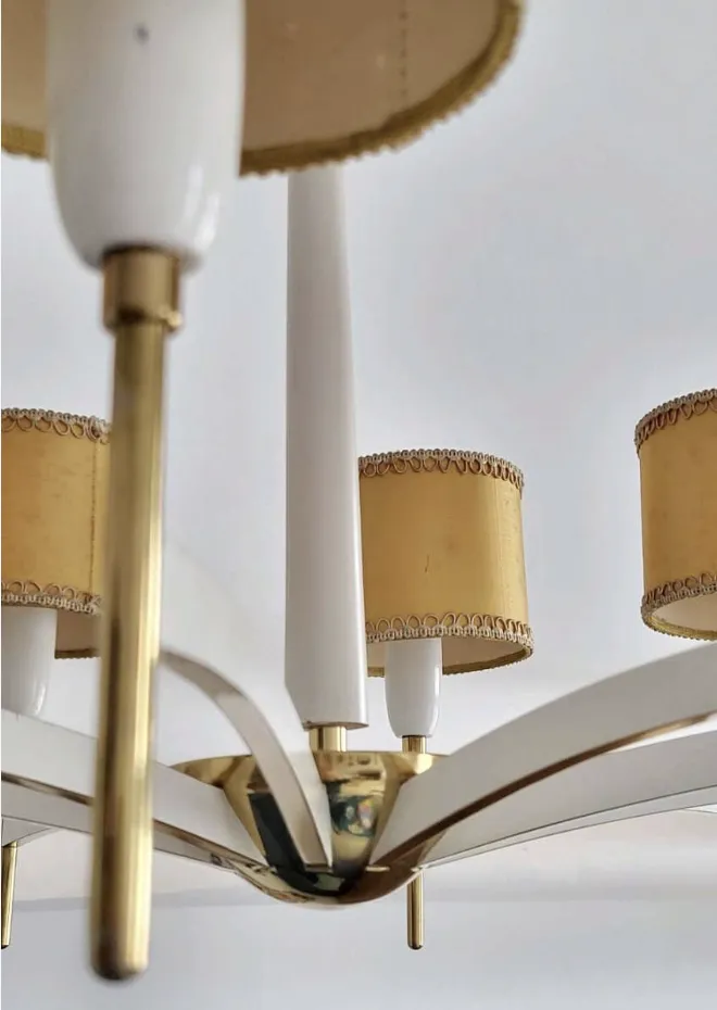 Modernist Austrian Brass Chandelier By Rupert Nikoll, 1950s photo vintage