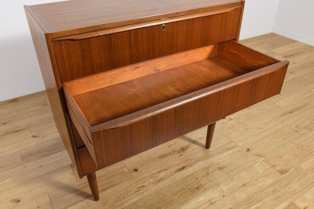 photo vintage Mid Century Teak Dresser With Dressing Table, Denmark, 1960s
