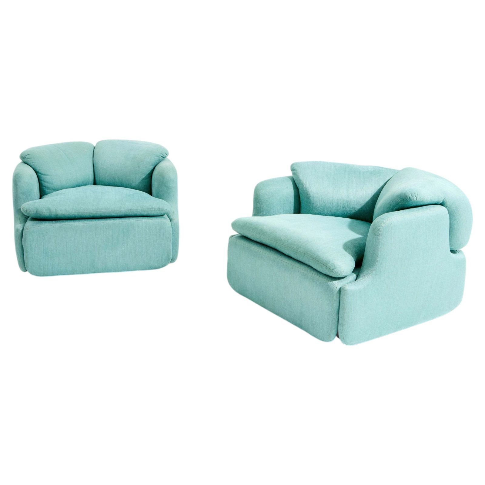 Alberto Rosselli For Saporiti Pair Of Confidential Armchairs 1970