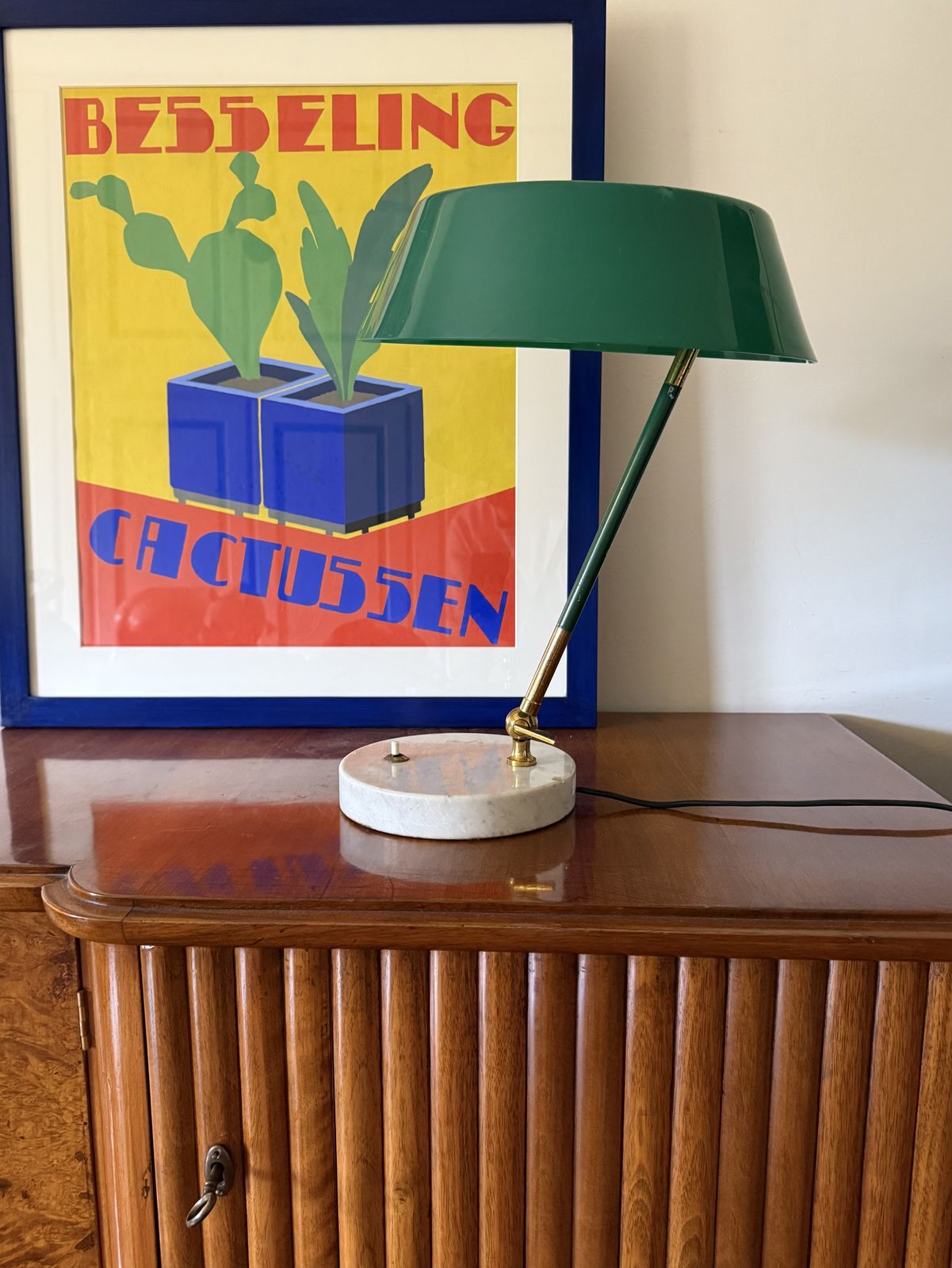 Mid Century Green Table Lamp, Stilux Milano Italy, 1960s photo for sale