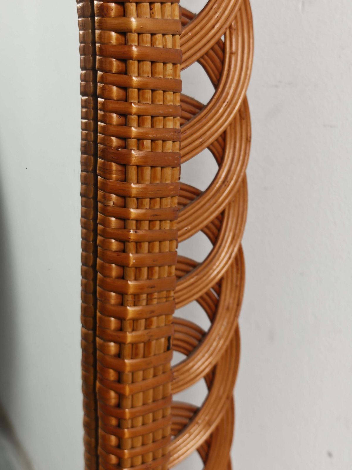 Set Of 2 Mid Century Rattan Wall Mirrors With A Shelf, Italy 1970s photo Home Decor