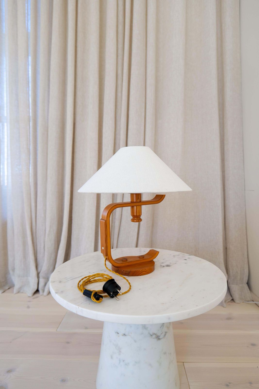 Mid Century Modern Hans Agne Jakobsson Sculptural Table Lamp In Pine, 1970s photo buy
