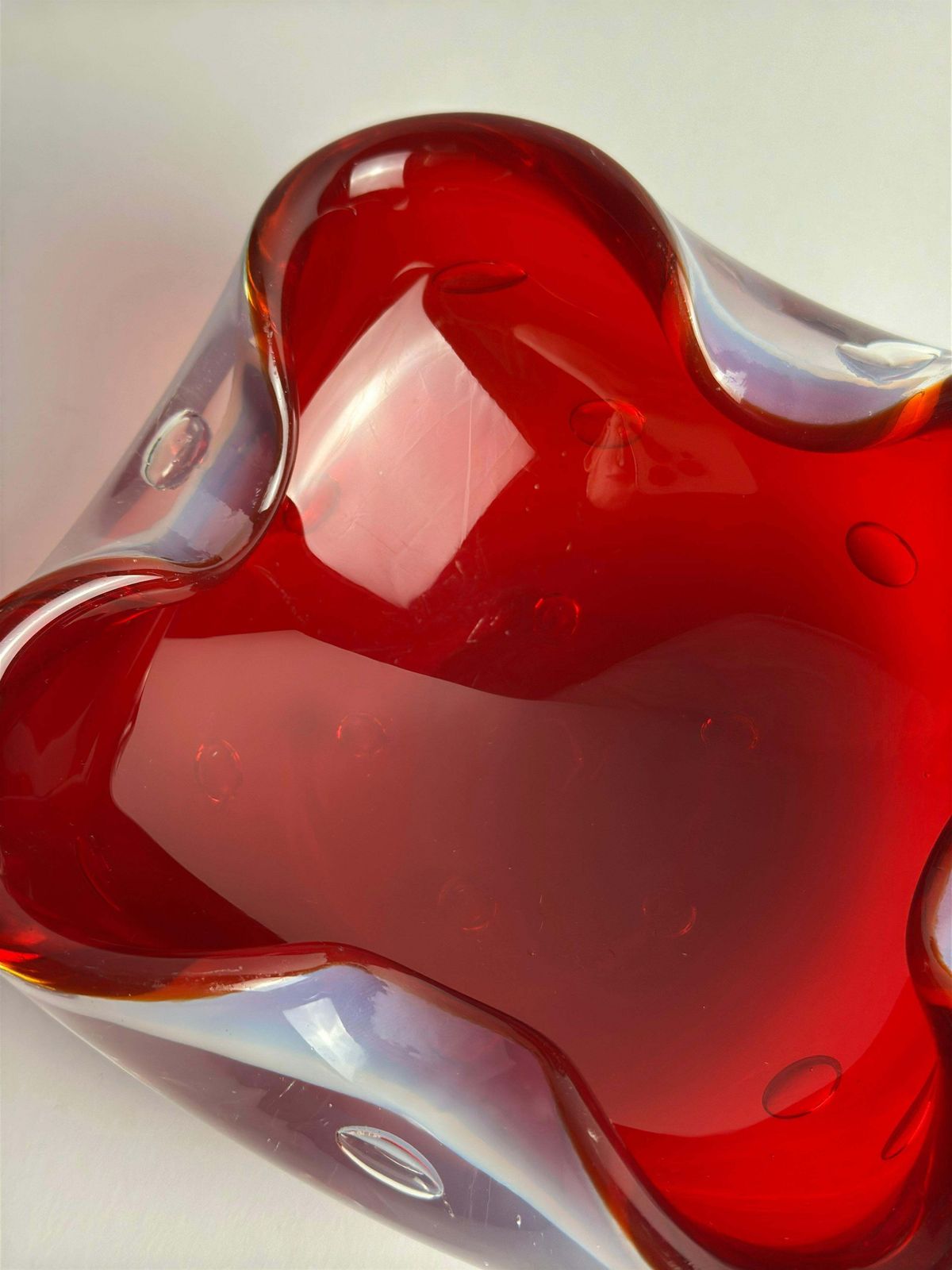 Murano Sommerso Glass Bowl By Alfredo Barbini, Ruby Red And Alabastro photo Home Decor