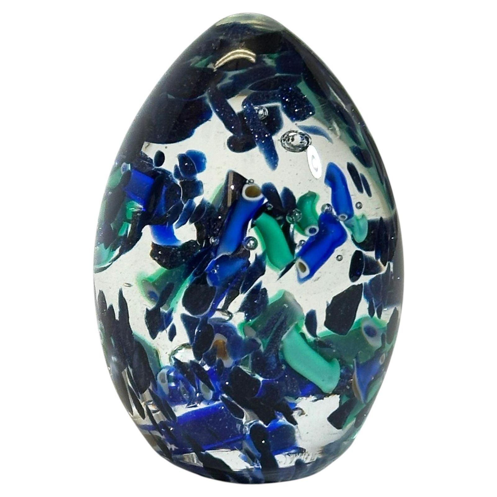 Murano Glass Egg Form Paperweight With Aventurine Inclusions, Italy, 1990s