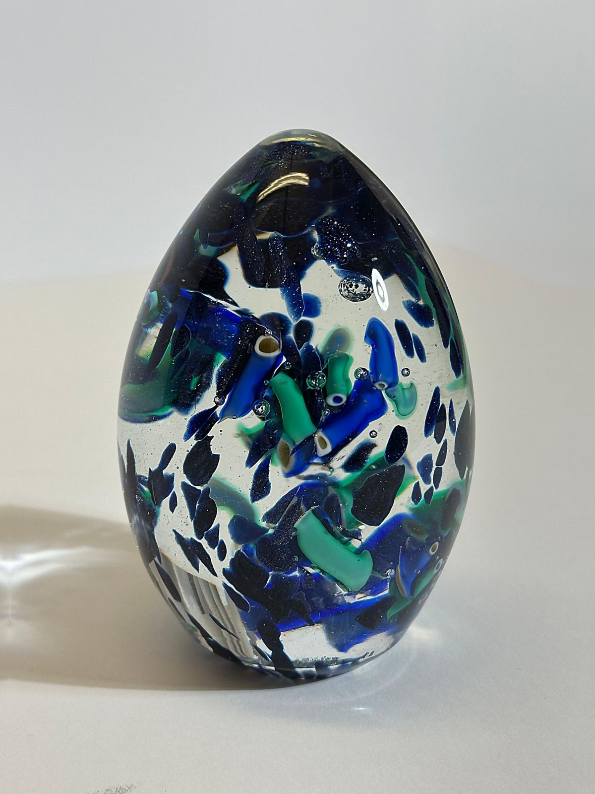 photo furniture Murano Glass Egg Form Paperweight With Aventurine Inclusions, Italy, 1990s