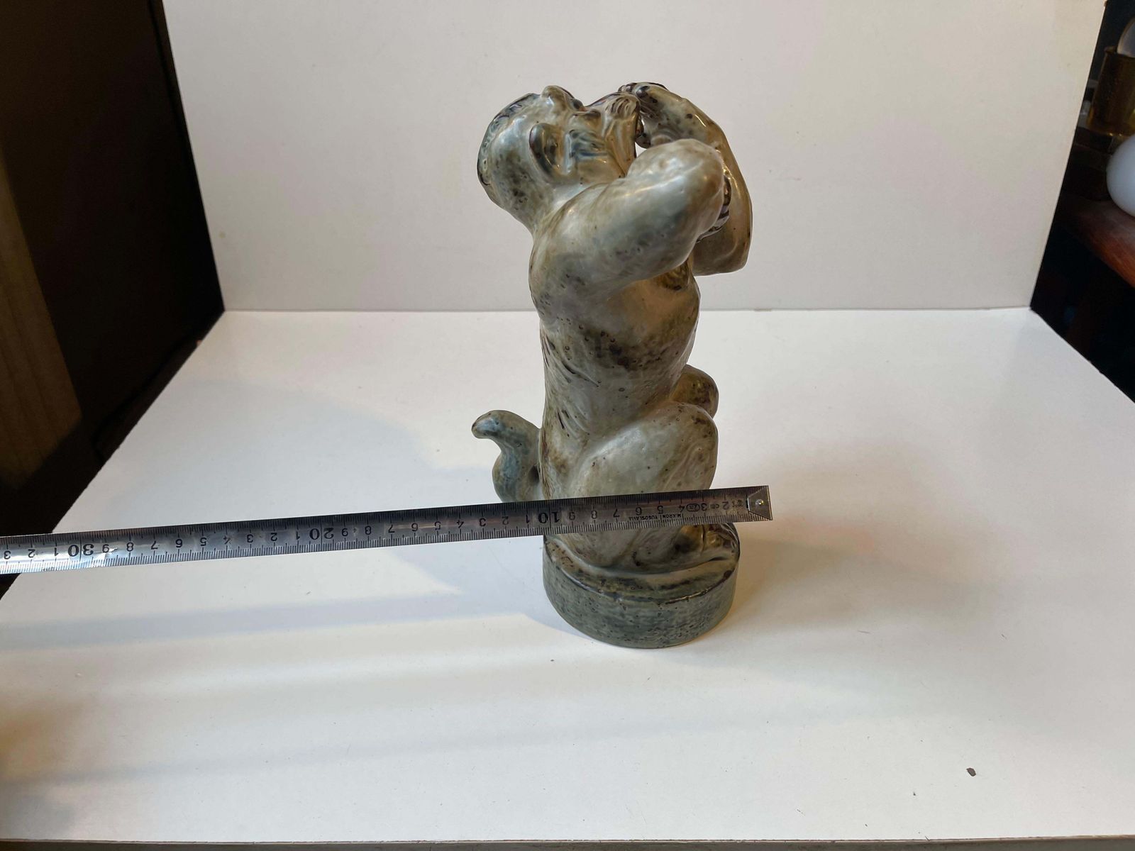 photo vinterior Knud Kyhn Roaring Gorilla In Glazed Stoneware For Royal Copenhagen, 1950s