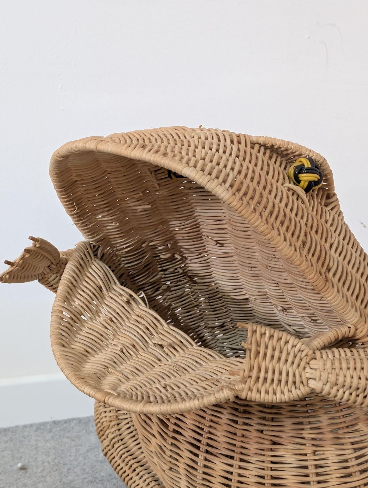 Italian Woven Rattan Frog Magazine Racks Basket Attributed To Mario Lopez Torres photo buy
