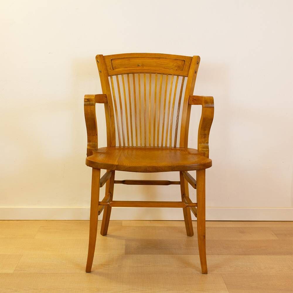 Vintage Oak Office Chair From The Spanish 1940s. photo furniture