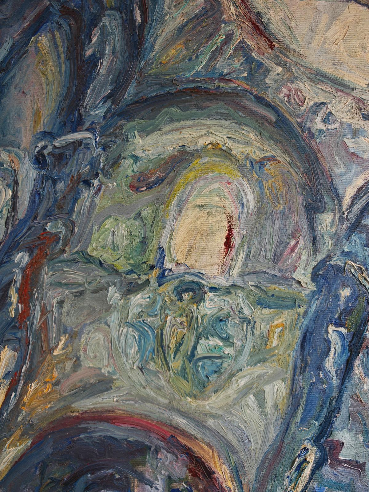 Abstract Oil On Canvas By A Yugoslav Artist Veljko Mihajlovic, Serbia 1989 photo vinterior