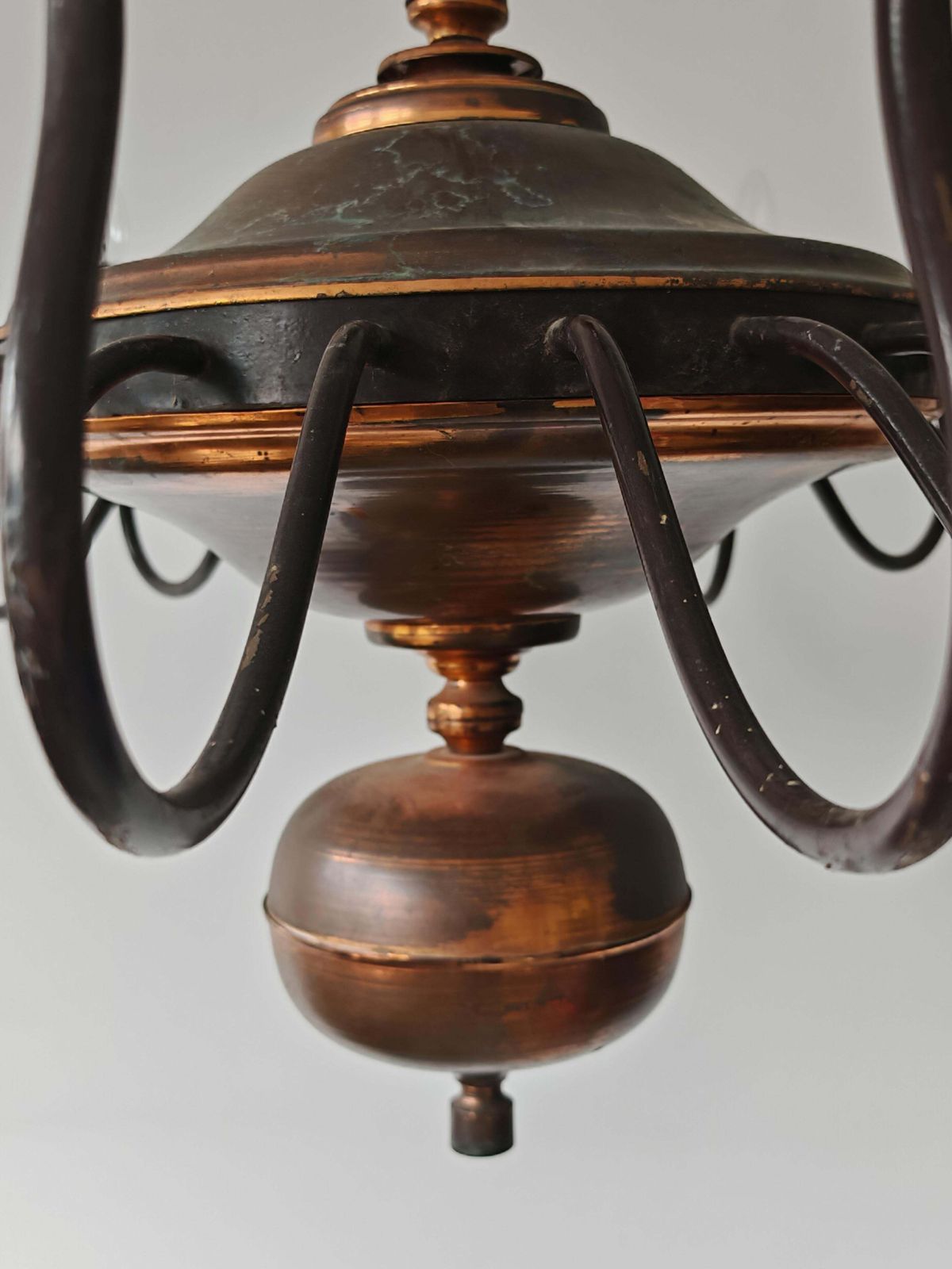 Monumental Dutch (Holandaise) Chandelier, 20 Lights, Copper, Germany 1950s photo buy