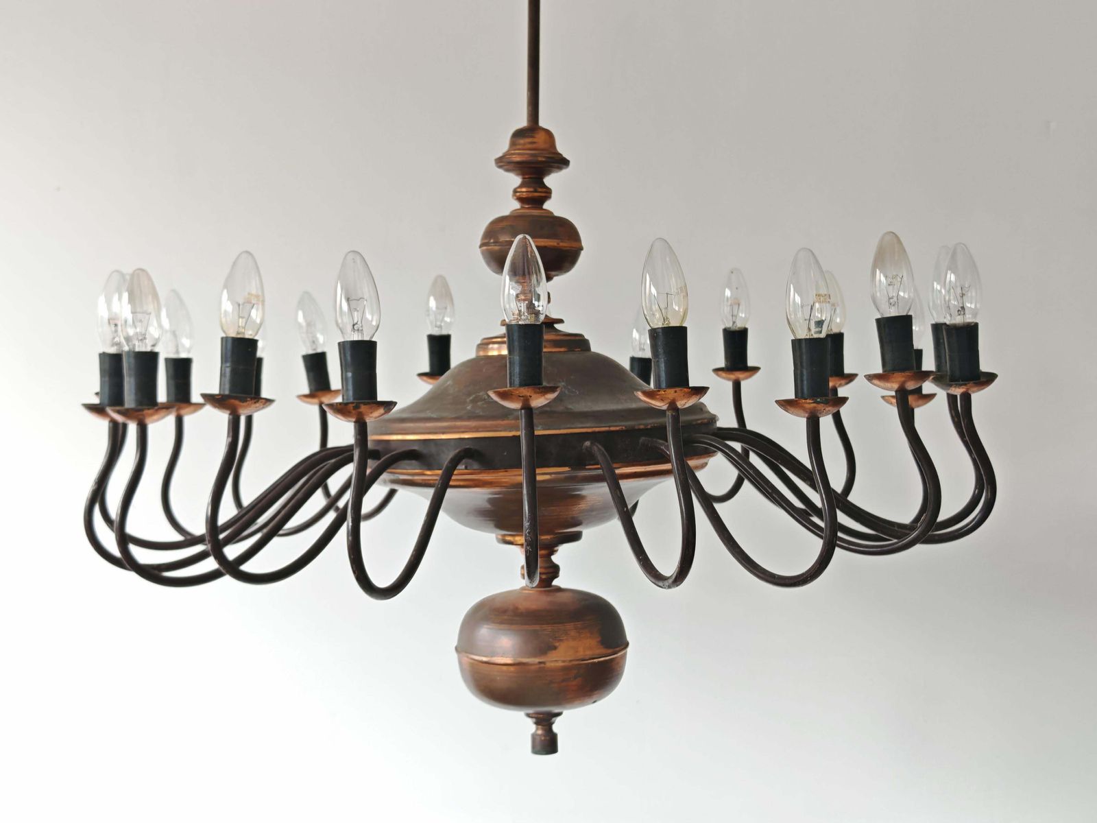 Lighting Monumental Dutch (Holandaise) Chandelier, 20 Lights, Copper, Germany 1950s photo