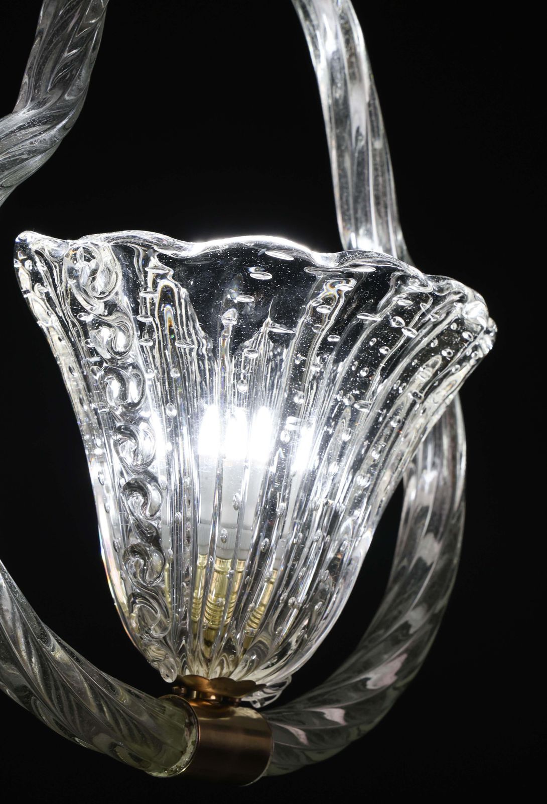 photo vintage Charming Ercole Barovier Art Deco Chandelier, "Bullicante" Glass Murano, 1940s