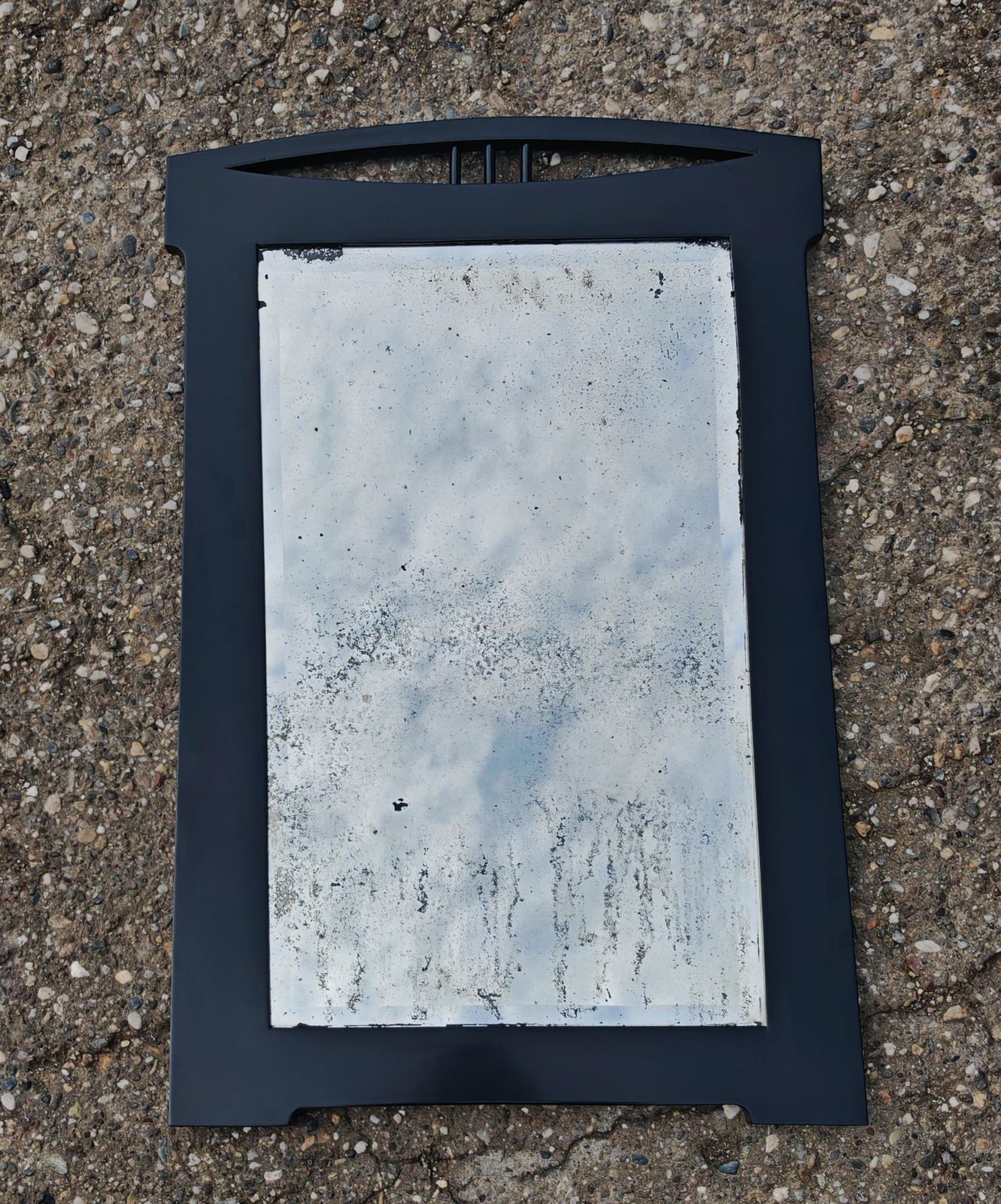 Antique Vienna Secession Mirror In Black Lacquered Wood And Faceted Glass photo vinterior