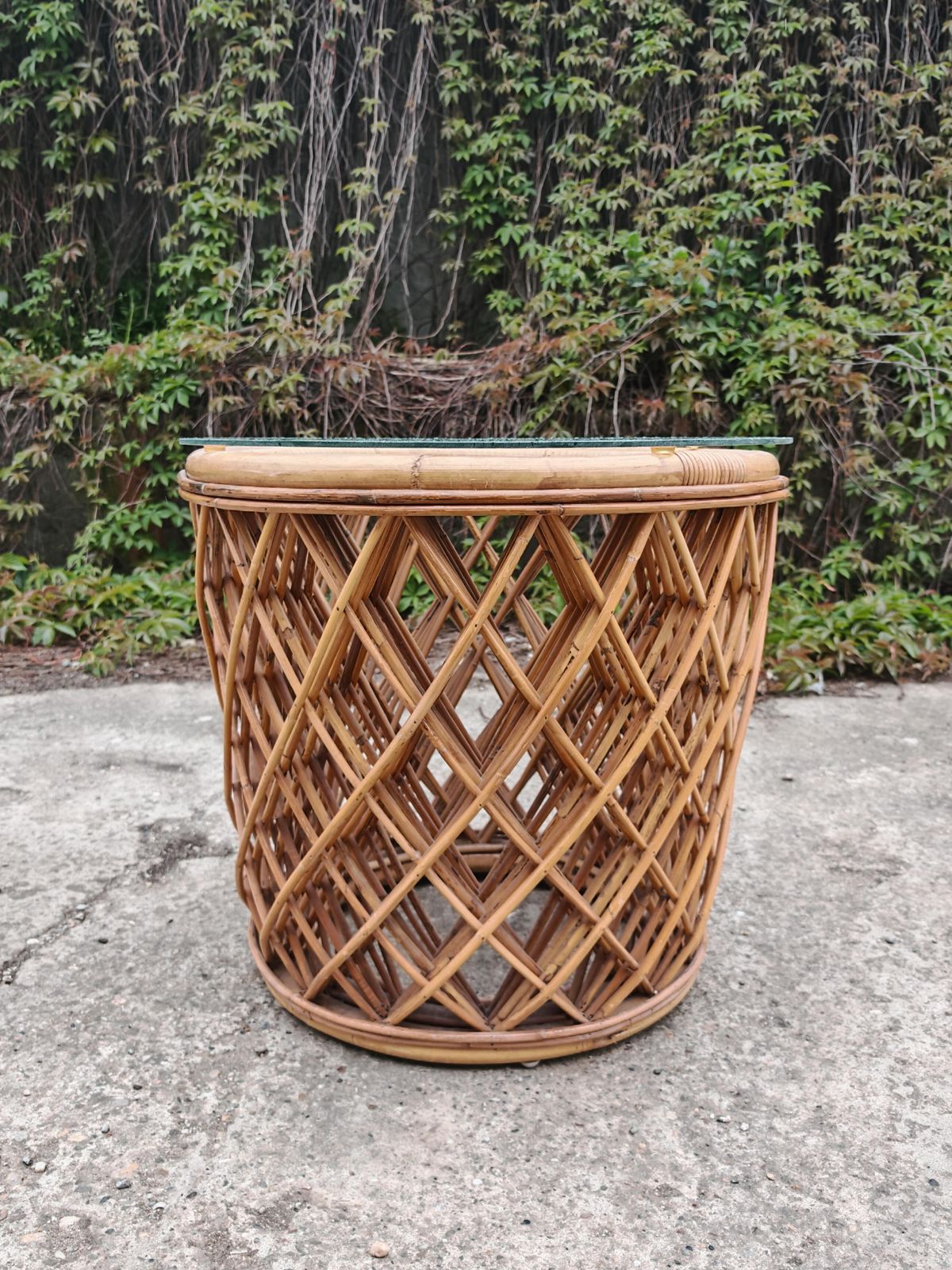 Mid Century Coffee Table In Bamboo With A Glass Top, Italy 1970s photo furniture