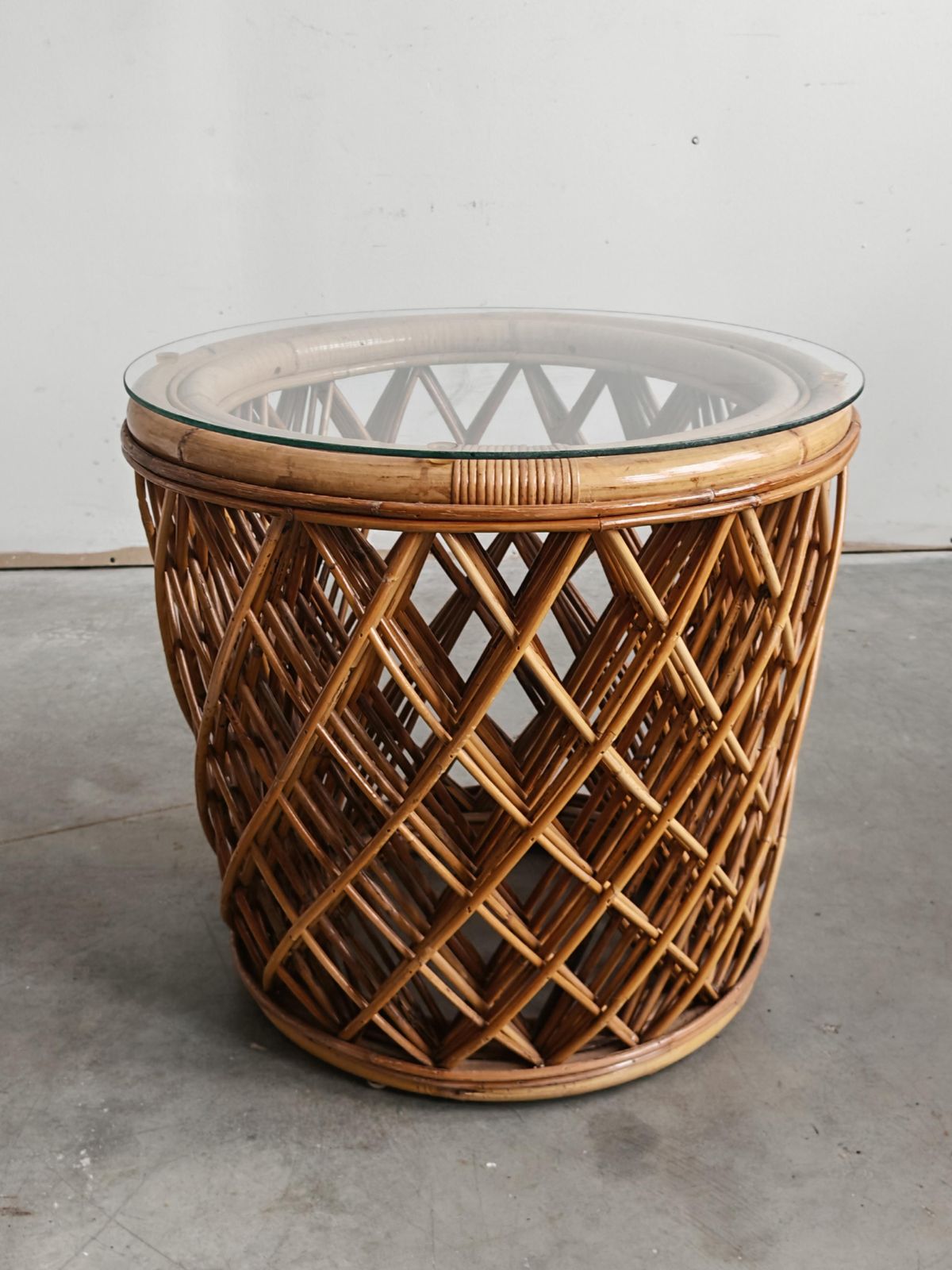 Mid Century Coffee Table In Bamboo With A Glass Top, Italy 1970s photo buy