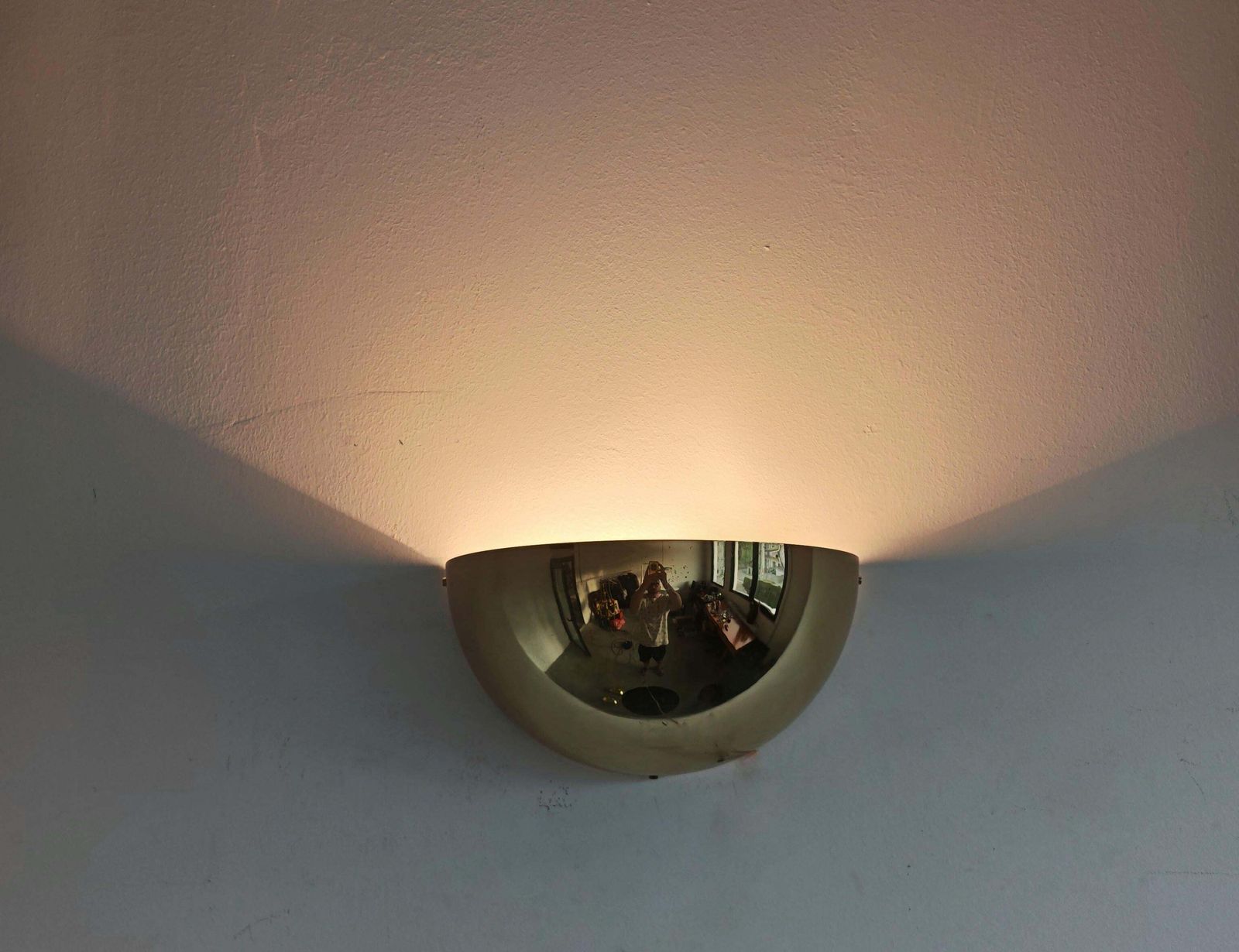 Set Of 3 Mid Century Minimalist Brass Half Dome Wall Sconces, Italy 1970s photo 1596.0