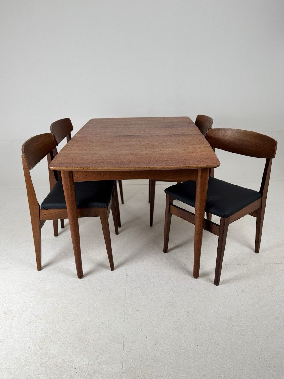 Mid Century  Rectangle Extending Jentique Dining Table 4 Matched Chairs Teak Mcm photo Furniture