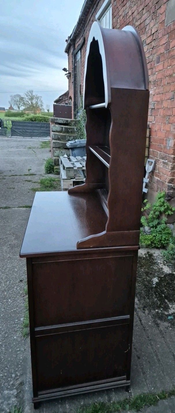 Vintage Oak Dutch Dresser (2 Piece) By Stanley Wood photo Furniture